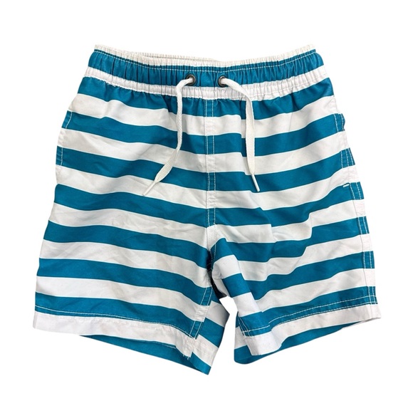 Hanna Andersson Striped Swim Trunks Striped Teal White Size 4 - Picture 1 of 6